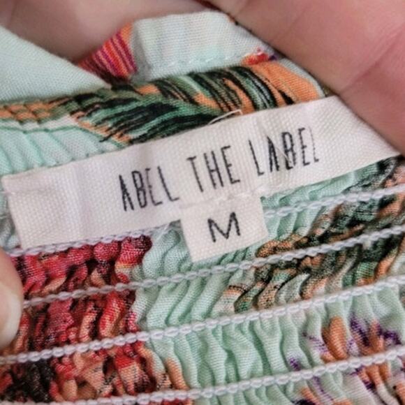 Abel The Label Floral Maxi Dress Size M – Boho Tiered Smocked Sleeveless Rayon - Picture 16 of 16